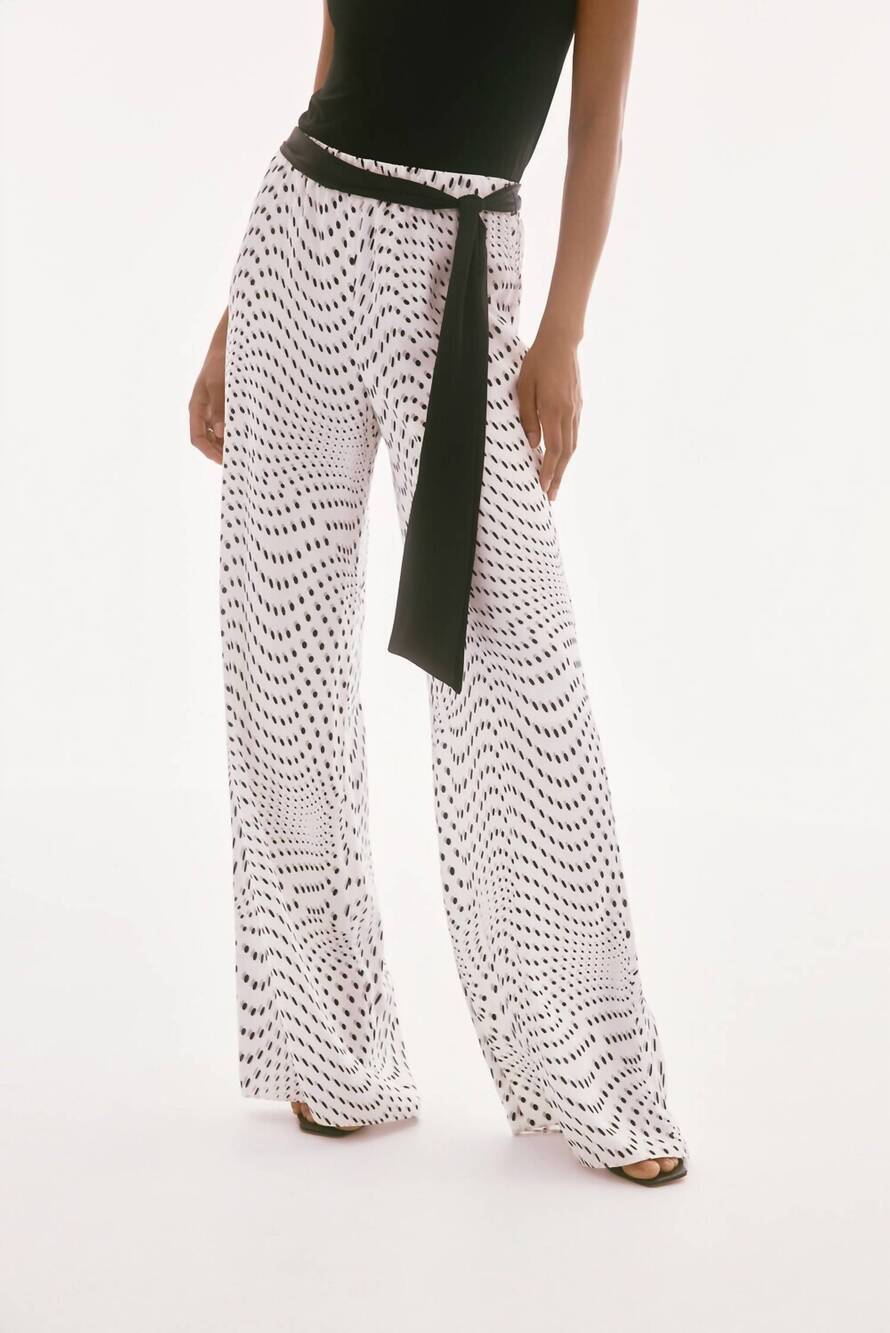 NEW JOSEPH RIBKOFF polka dot belted trousers in vanilla multi